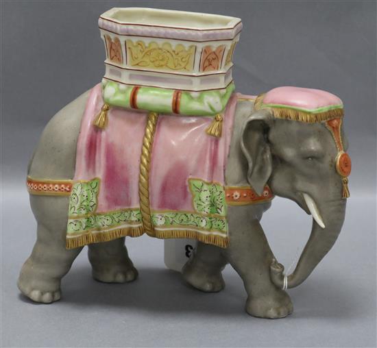 A Continental porcelain model of an elephant height 20cm